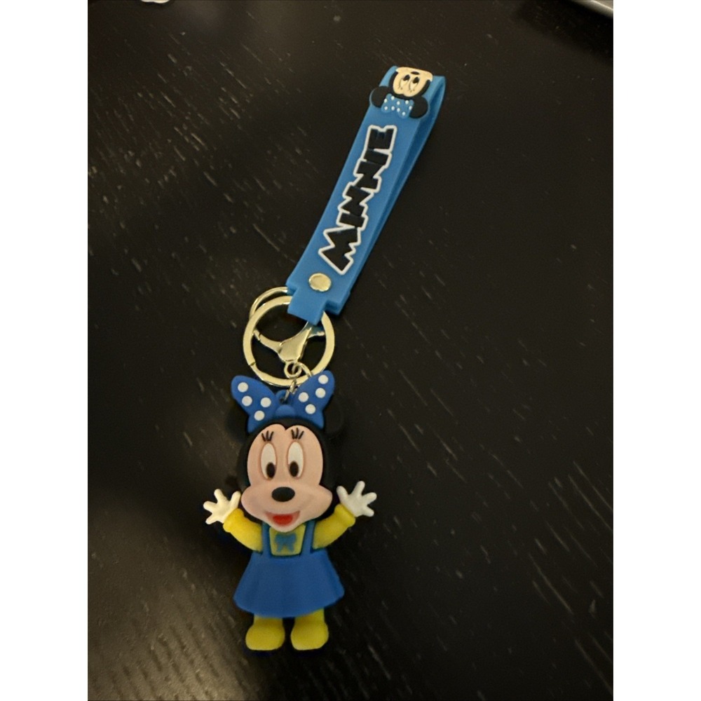 Minnie Mouse‎ Keychain Blue Dress Polka Dot Bow keychain Brand New